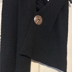Black Artizan Waffle Knit Scarf with Buttons